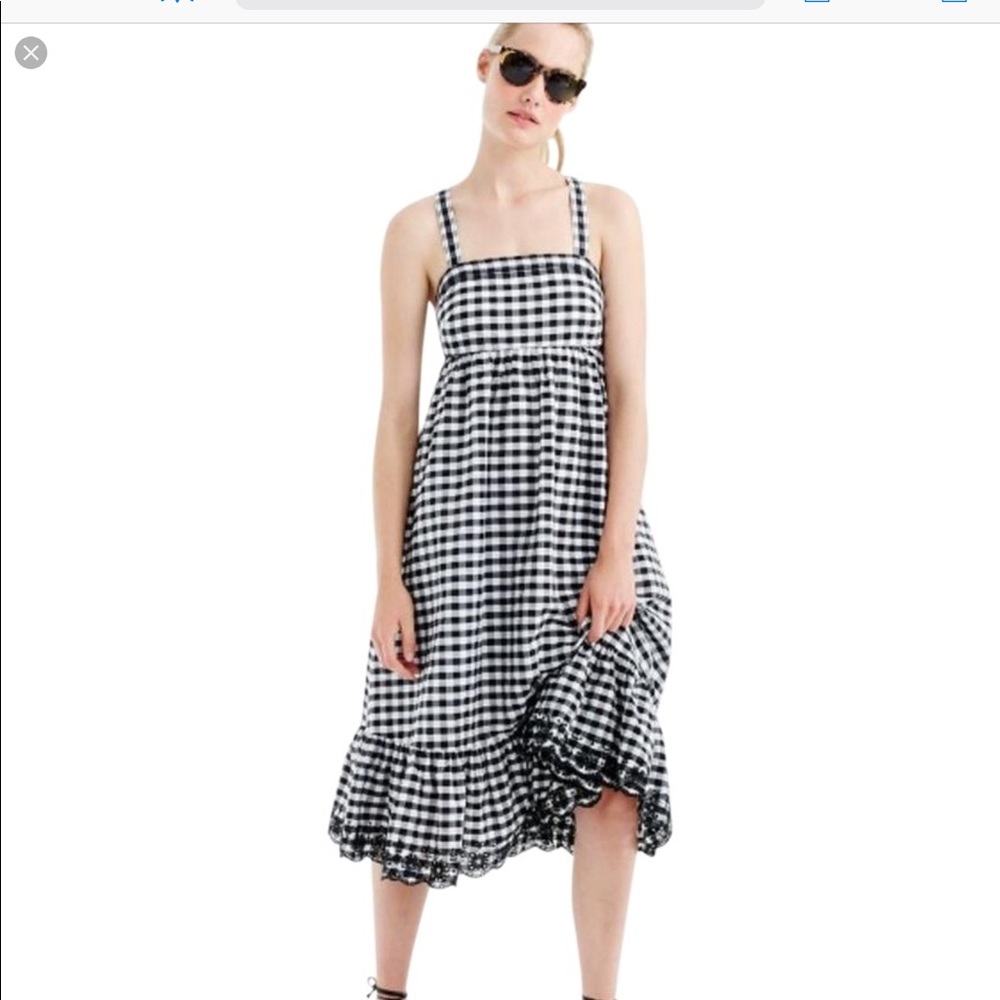 Eyelet trim puckered gingham sundress jcrew